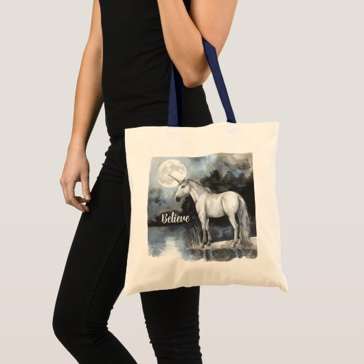 Tote Bag Licorne Pleine Lune Croire (Devant (produit))