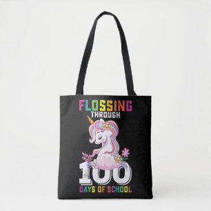 Tote Bag Licorne qui se trémousse pour les 100 jours d'écol