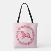 Tote Bag Licorne rose et fleurs (Dos)