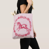 Tote Bag Licorne rose et fleurs (De près)