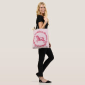 Tote Bag Licorne rose et fleurs (Sur le modèle)