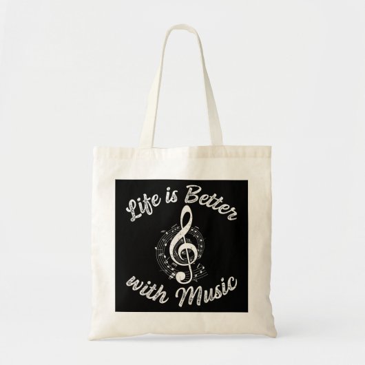 Tote Bag Life is Better With Music Notes Ado Girl Women Mu (Devant)