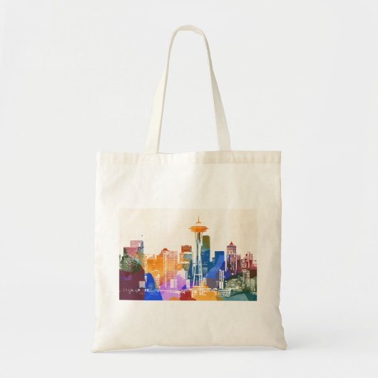Tote Bag Ligne aérienne colorée Seattle (Devant)