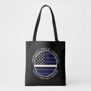 Tote Bag Ligne blanche mince personnalisée USA Drapeau EMS