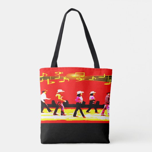 Tote Bag Ligne dansant le noir rouge de groupe occidental (Dos)
