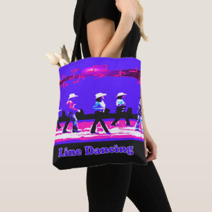 Tote Bag Ligne dansant le rose occidental de noir bleu de
