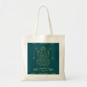 Tote Bag Ligne d'or Art de la déesse Lakshmi sur Lotus