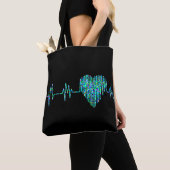 Tote Bag Ligne EKG coeur médical (De près)