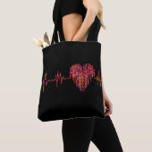 Tote Bag Ligne EKG coeur médical (De près)