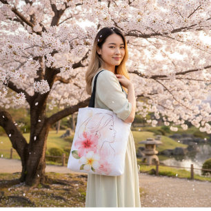 Tote Bag Ligne Élégante Femme à l'Art avec Fleurs Tropicale
