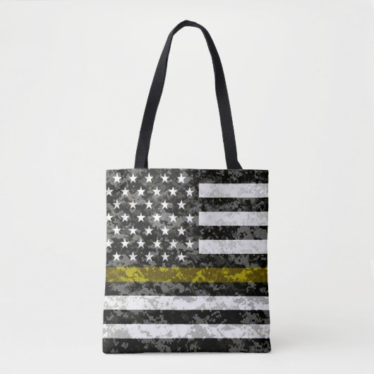 Tote Bag Ligne jaune mince drapeau de Camo (Devant)