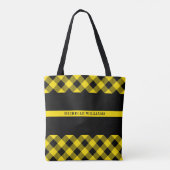 Tote Bag Ligne jaune mince monogramme de plaid de Buffalo (Dos)