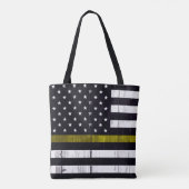 Tote Bag Ligne jaune mince usée drapeau d'expéditeur (Dos)