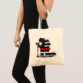 Tote Bag Ligne rouge de sapeur-pompier d'agenouillement (Devant (produit))