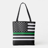Tote Bag Ligne verte mince militaire Monogramme du drapeau  (Dos)