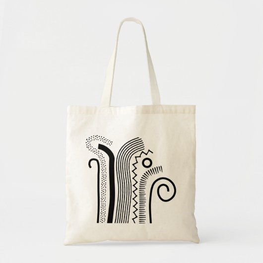 Tote Bag Lignes Abstraites 02 - Noir (Devant)