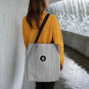 Tote Bag Lignes Abstraites noires et blanches