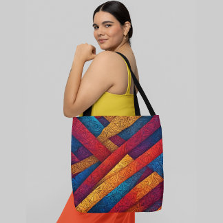 Tote Bag Lignes de diagonale de motif géométrique abstrait