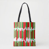 Tote Bag Lignes découpées - Rouge et vert (Devant)