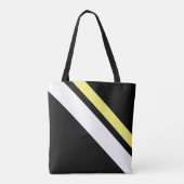 Tote Bag Lignes diagonales initiales personnalisées en noir (Dos)