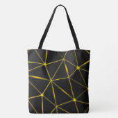 Tote Bag Lignes d'or triangles noirs géométriques (Dos)