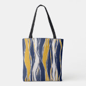 Tote Bag Lignes élégantes, modernes, bleu marine et jaune (Dos)