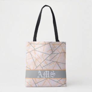 Tote Bag Lignes géométriques modernes ocre et gris
