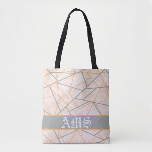 Tote Bag Lignes géométriques modernes ocre et gris (Devant)