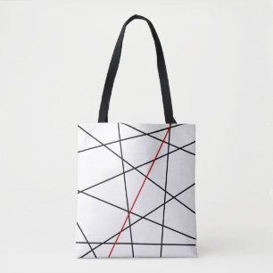 Tote Bag Lignes noires et rouges