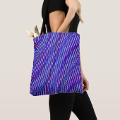 Tote Bag Lignes pourpres et bleues - Psychédélique, Trippy (De près)