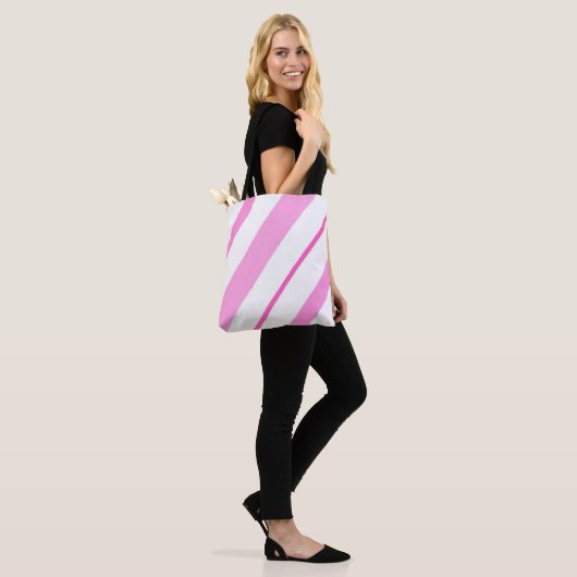 Tote Bag Lignes roses (Sur le modèle)