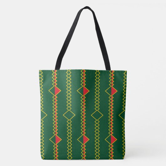 Tote Bag Lignes verticales Zigzag Livre vert numérique-7272 (Devant)