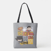 Tote Bag Ligue de justice de Chibi | Voler, Tirer, Exécuter (Dos)