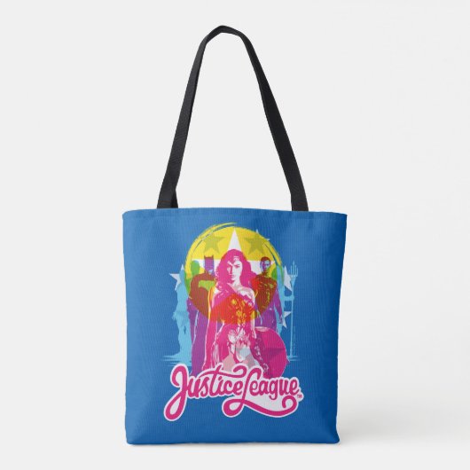 Tote Bag Ligue de Justice | Retro Group & Logo Pop Art (Dos)