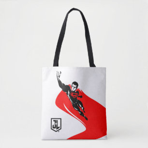 Tote Bag Ligue de Justice Superman Flying Noir Pop Art