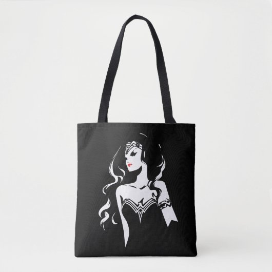Tote Bag Ligue de Justice | Wonder Woman Noir Pop Art (Devant)