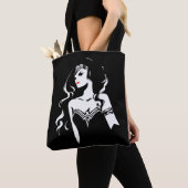 Tote Bag Ligue de Justice | Wonder Woman Noir Pop Art (De près)