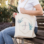 Tote Bag Lilac Aquarelle Eucalyptus Cadre Monogramme<br><div class="desc">Monogramme du cadre d'Eucalyptus à l'aquarelle de Lilac</div>
