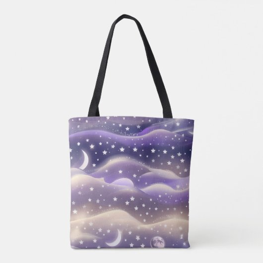 Tote Bag Lilac Cream Moon Gentle Aesthetic (Dos)