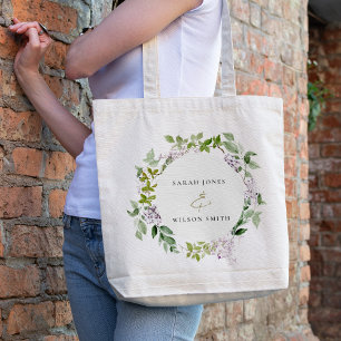 Tote Bag Lilac Floral Wreath Cottage Jardin Mariage
