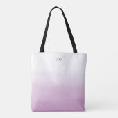 Tote Bag Lilac Purple Aquarelle Ombre Moderne Monogramme (Dos)