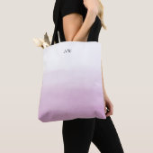 Tote Bag Lilac Purple Aquarelle Ombre Moderne Monogramme (De près)