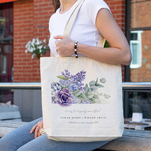 Tote Bag Lilac Succulent Eucalyptus Botanical Bunch Mariage