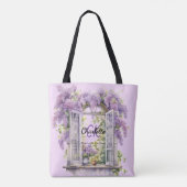 Tote Bag Lilacs fleurs de fenêtre rose monogramme (Dos)