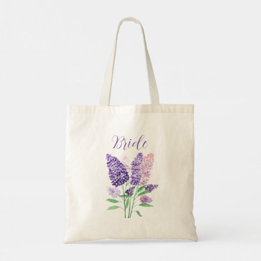Tote Bag Lilacs violet aquarelle Floral Bride Mariage (Dos)