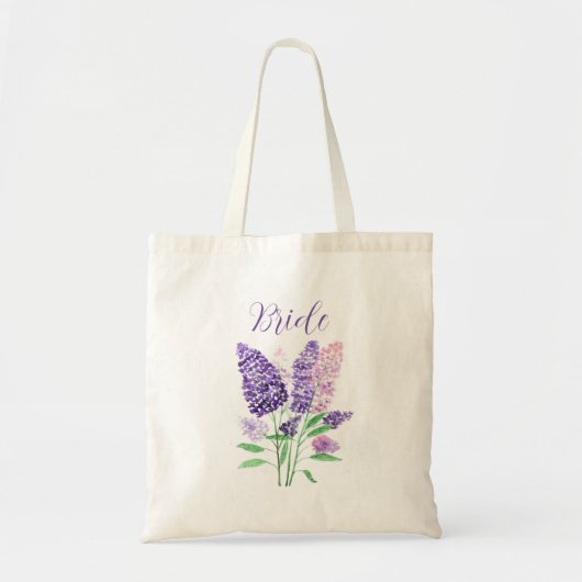 Tote Bag Lilacs violet aquarelle Floral Bride Mariage (Devant)