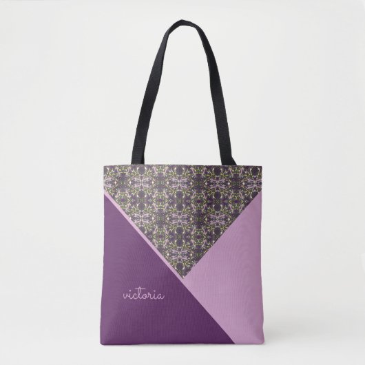 Tote Bag Lilas et Aubergine Chic (Devant)