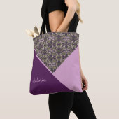 Tote Bag Lilas et Aubergine Chic (De près)