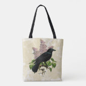 Tote Bag Lilas Et Corbeau (Dos)
