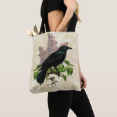 Tote Bag Lilas Et Corbeau (De près)